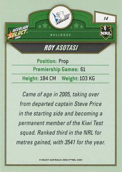 2006 Select Accolade #14 Roy Asotasi Back